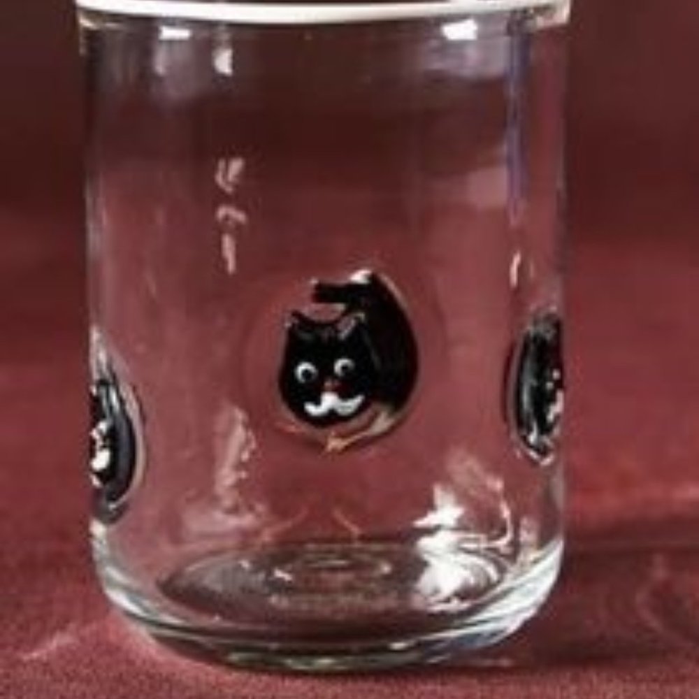 Anthropologie Icon Juice Glass Black Cat